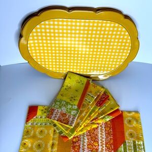 Ronaldi Yellow Gingham Placemats and‎ Patchwork Fabric Napkin 8 Place Settings